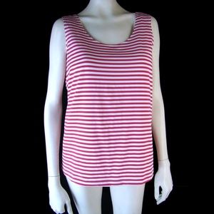 Chico's 2 Striped Stretch Pink White Tank Top  12